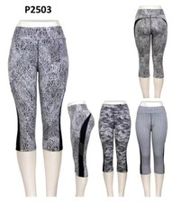 Womens YOGA Workout Gym Pants Leggings Fitness Capri Black Mesh 2503