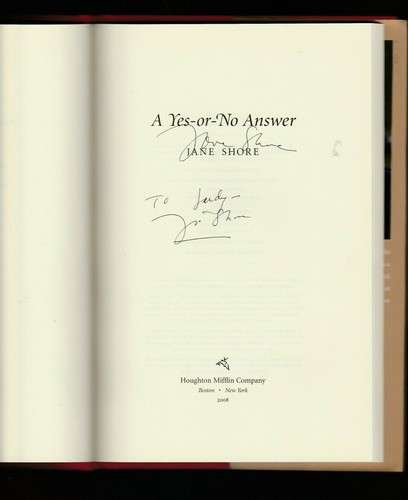 A Yes-or-No Answer by Jane Shore (2008, Hardcover), Signed 1st - Picture 2 of 3