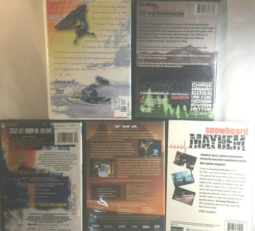 5 extreme sports DVD lot snowboard mayhem XMA crashes sevenvision motosurf biker - Imagen 2 de 7
