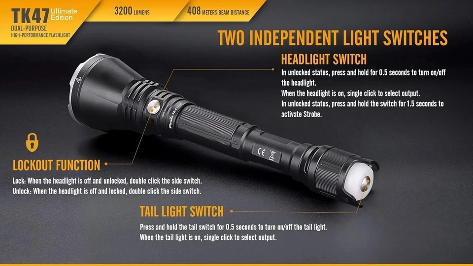 FENIX TK47UE XHP70 LED Flashlight, Maximum Brightness 3200 Lumens - Image 2 of 4