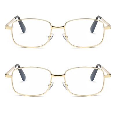 2 PK Mens Womens Metal Frame Clear Lens Reading Glasses Fashion Classic Readers