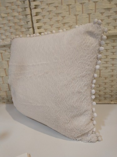 Pier One Off White Pom Pom Throw Pillow 18x18 1934 St - Picture 11 of 11