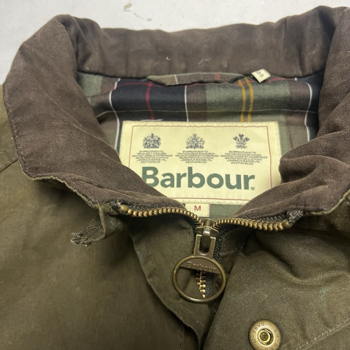 Barbour New Utility Waxed Cotton Jacket Coat Olive Men's M Barbour New Utility Waxed Cotton Jacket Coat Olive Men's M