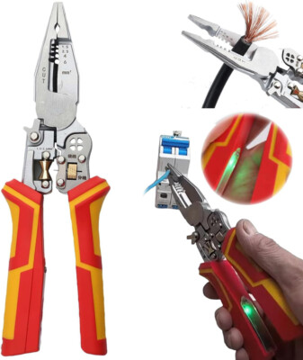 8 In 1 Wire Strippers with Voltage Tester, Cable Strippers/Cutters with Plier US