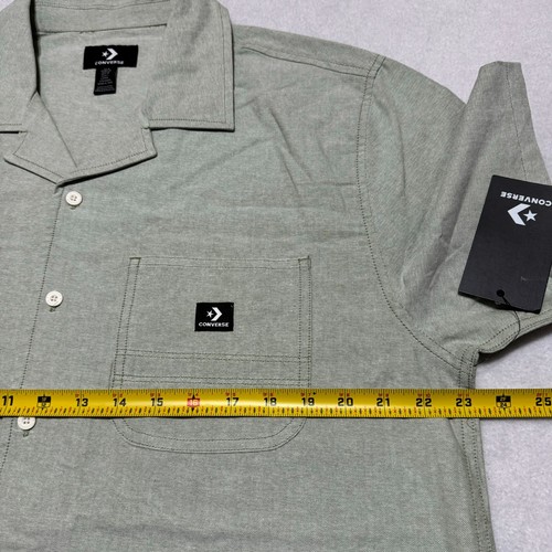 Converse Men’s Medium Logo Button Down Short Sleeve Collared Shirt Pocket NWT - Picture 4 of 15