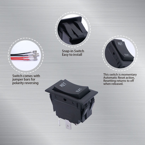 12V Reverse Polarity Switch Momentary Power Jack Rocker Switch DC Motor Control - Picture 2 of 12