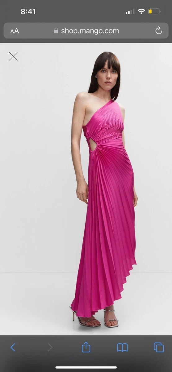 pink pleated dress