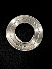 Vintage Silver Tone Brused Round Circle Mid Mod Scarf Dress Clip
