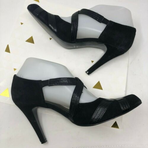 Zapatos de salón Nine West 7,5 Leahwood Cuero Crisis Correa Cruzada Tacones Punta almendra - Imagen 3 de 9