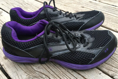 RYKA Black Purple Mesh Ortholite Comfort Lace Up Shoes Sneakers Size  Women’s