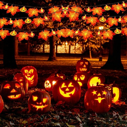 battery LED Fall Maple Leaves Fairy String Lights Garland Party Christmas Decor - Picture 3 of 12