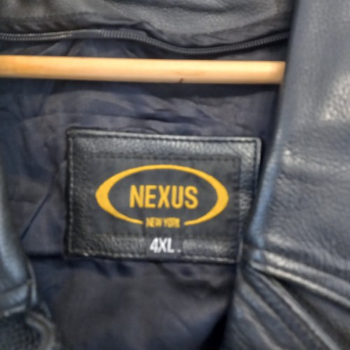 Vintage Nexus Leather Jacket Overcoat Classic Button Up Black 50" XXL 394 - Picture 6 of 10