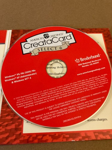 American Greetings CreataCard by Broderbund (CD-ROM, 2002) Win 95/98/2000 RARE - Picture 5 of 6