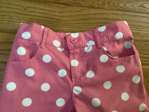 Gymboree Girl SZ 8 Pink w/ White Polka Dots Adjustable Waist Cuffed Capris - Picture 7 of 16
