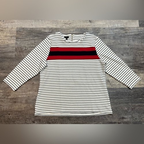 Talbots Navy Blue, Red & White Striped Knit Top XL - Picture 10 of 10