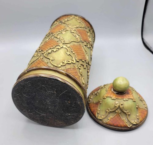 Decorative Vintage Resin Lidded Jar Container with Lid Multicolor Brown Green - Picture 7 of 10