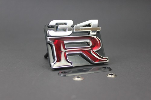 34R Grill & Boot Badge Emblem Silver Red for Nissan Skyline R34 GTR GTT GTST GT - Picture 3 of 13