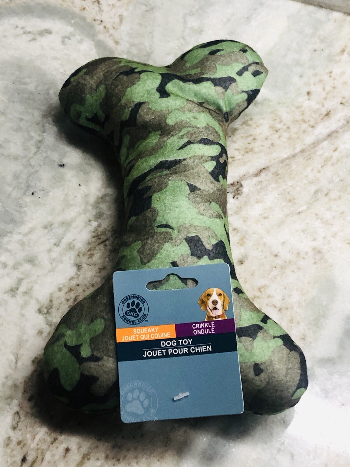 Camouflage, Bone Squeaky Dog Toy, for All Dogs, Greenbrier, Size: One size
