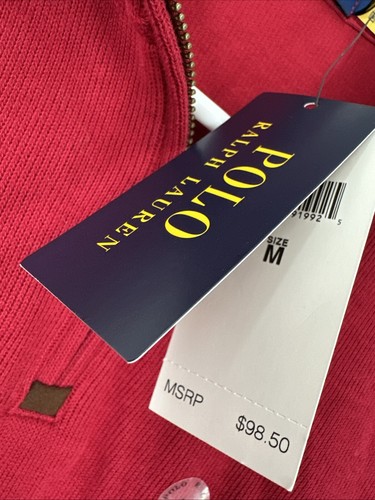 Polo Ralph Lauren Classic Red Knit Half Zip Pullover Pony Sz M NWT - Picture 3 of 6