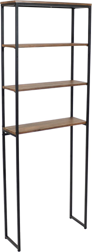 69-Inch 4-Tier Over-The-Toilet Shelf - Open Shelves, Veneer Finish and Black Iro