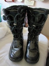 PRE-OWNED KHOMBU BLACK FUR-LINED GIRL'S BOOTS - SIZE 13 MED - FAUX FUR - DARCIE