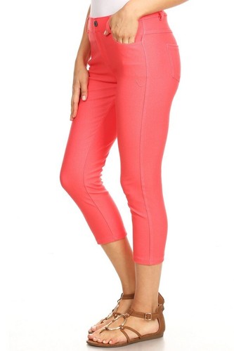 Womens 5 Pocket Capri Jeggings Stretchy Pant Jeans Leggings Plus Size Available - Picture 29 of 103