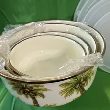 Tabletops Unlimited  Porcelain Enamel Table Ware 4 Matching Bowls With Lids 