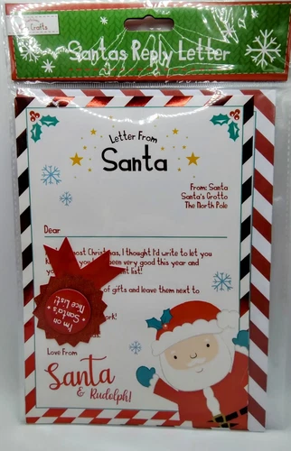 Letter From Santa Reply Father Christmas With Envelope. Children  On Nice List