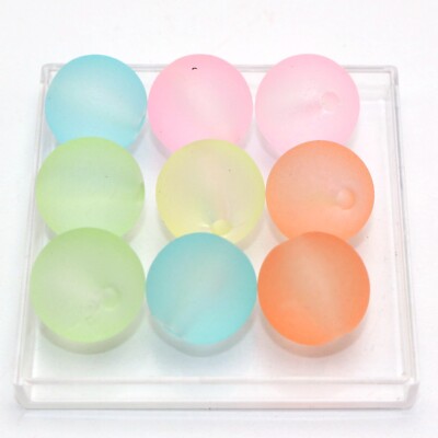 20 Mixed Color Frosted Acrylic Round Smooth Beads 16mm Rubber Tone
