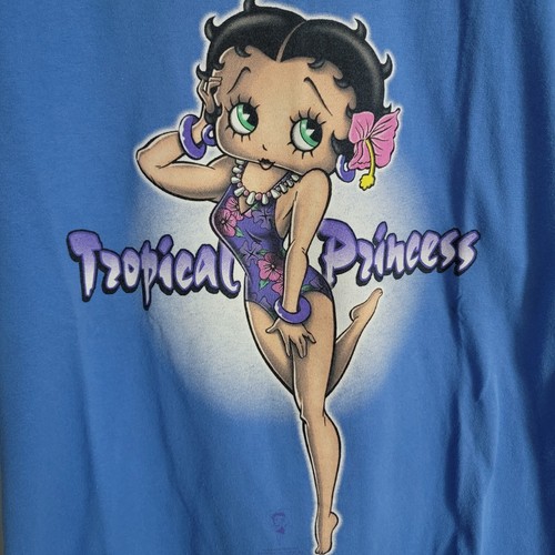 90s Betty Boop Hula Girl Vintage T Shirt Tropical Princess XL - Picture 2 of 7