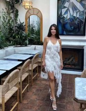 NWOT $1,950 Zimmermann Tama Sequin Asymmetric Linen Silk Organza Tank Dress AU1