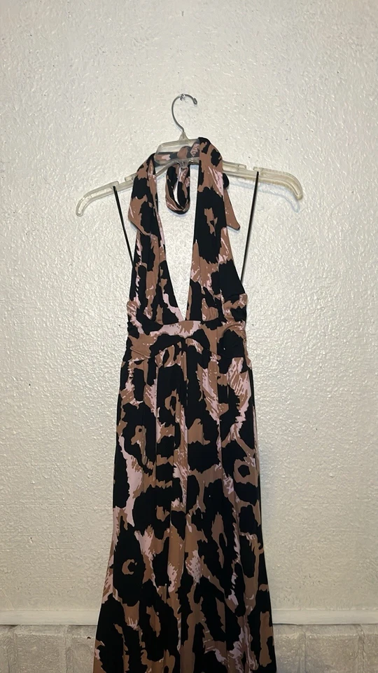 Nuevo con etiquetas Diane Von Furstenberg rosa, negro y marrón estilo animal mameluco largo XXS Foto 3 de 4
