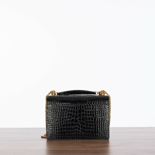Bolso mediano SAINT LAURENT 3050 $ YSL - cuero negro cocodrilo en relieve auténtico nuevo con etiquetas - Imagen 6 de 12