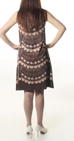 Studio M女式无袖紧身连衣裙大圆领棕色S — 第 3/4 张图片