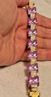 faux amethyst/crystal stones - Deco style .925 Sterling estate tennis bracelet -
