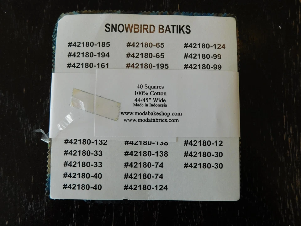 Moda Snowbird Batiks Charm Pack 40 Squares Laundry Basket Quilts Cotton Fabric - Image 2 of 4