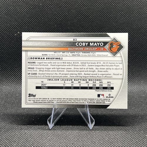 Coby Mayo 2025 Bowman Chrome Red Rookie Refractor RC Baltimore Orioles #37 - Picture 2 of 2