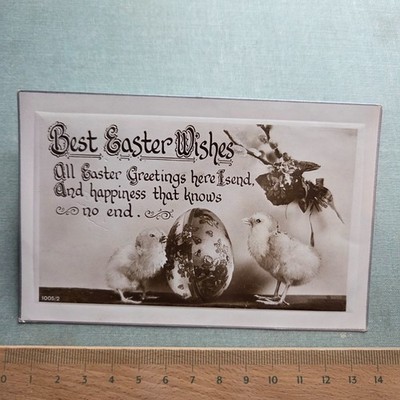 Vintage Postkarte Beste Osterwünsche, Alle Ostergrüße hier verschicke ich