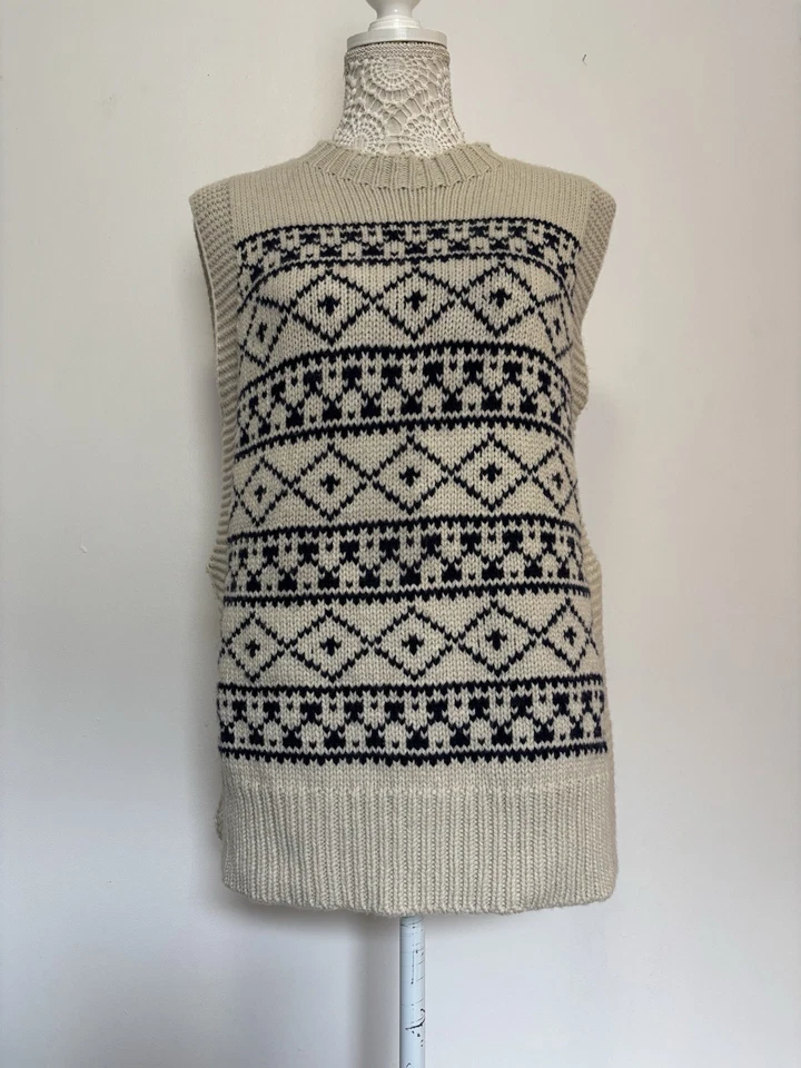 Toast Knitted Tank S Wool Cotton Ecru Sleeveless Tabard - Image 2 of 4