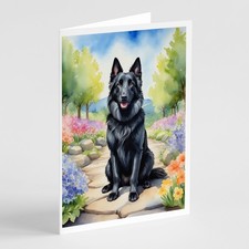 Caroline's Treasures Belgian Sheepdog Spring Path Greeting Cards Pack of 8