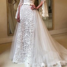 Bridal Wedding Dress Detachable Train Tulle Removable Skirt Bridal Gown