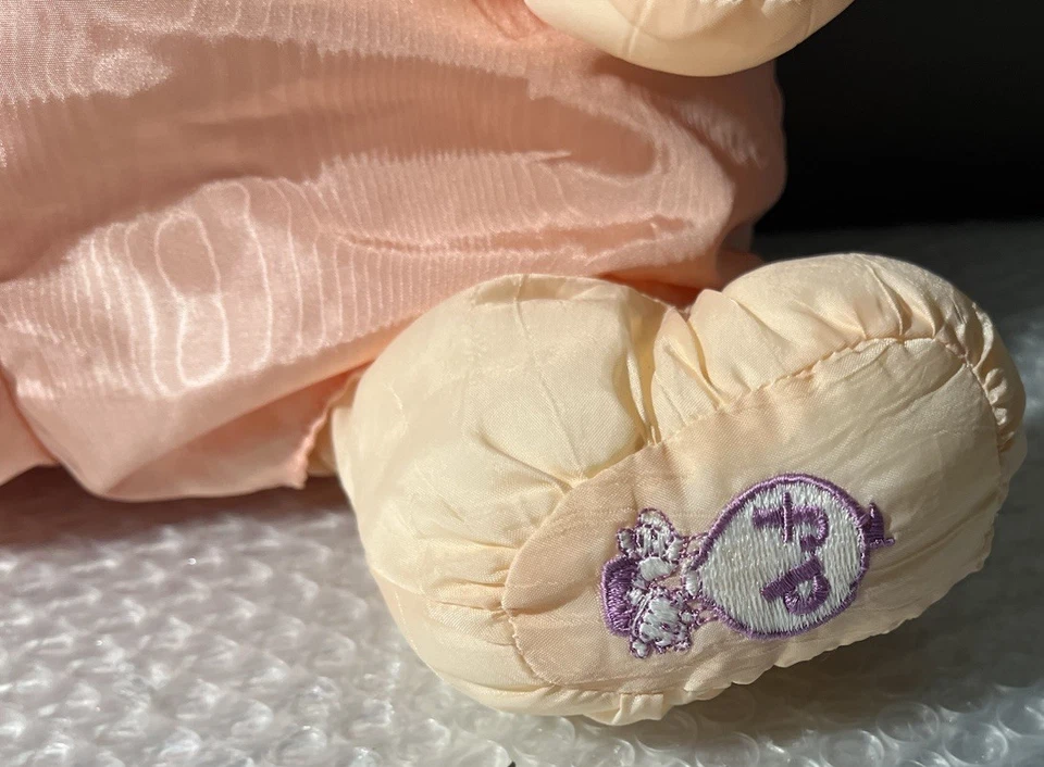 Puffalump Peach Teddy Bear Soft Nylon Toy Doll in Clothes Fisher Price Vintage - Image 3 of 4