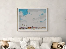 36x48 Watercolor Desert Minimalist Sky Art PRINT Canvas By Jose Trujillo Artist