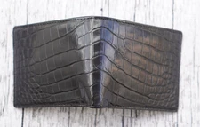 Handmade Black Genuine Crocodile Belly Leather Skin Bifold Wallet for Men #S12
