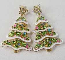 Sugarfix By Baublebar Jeweled Christmas Tree Dangle Earrings Gold Tone