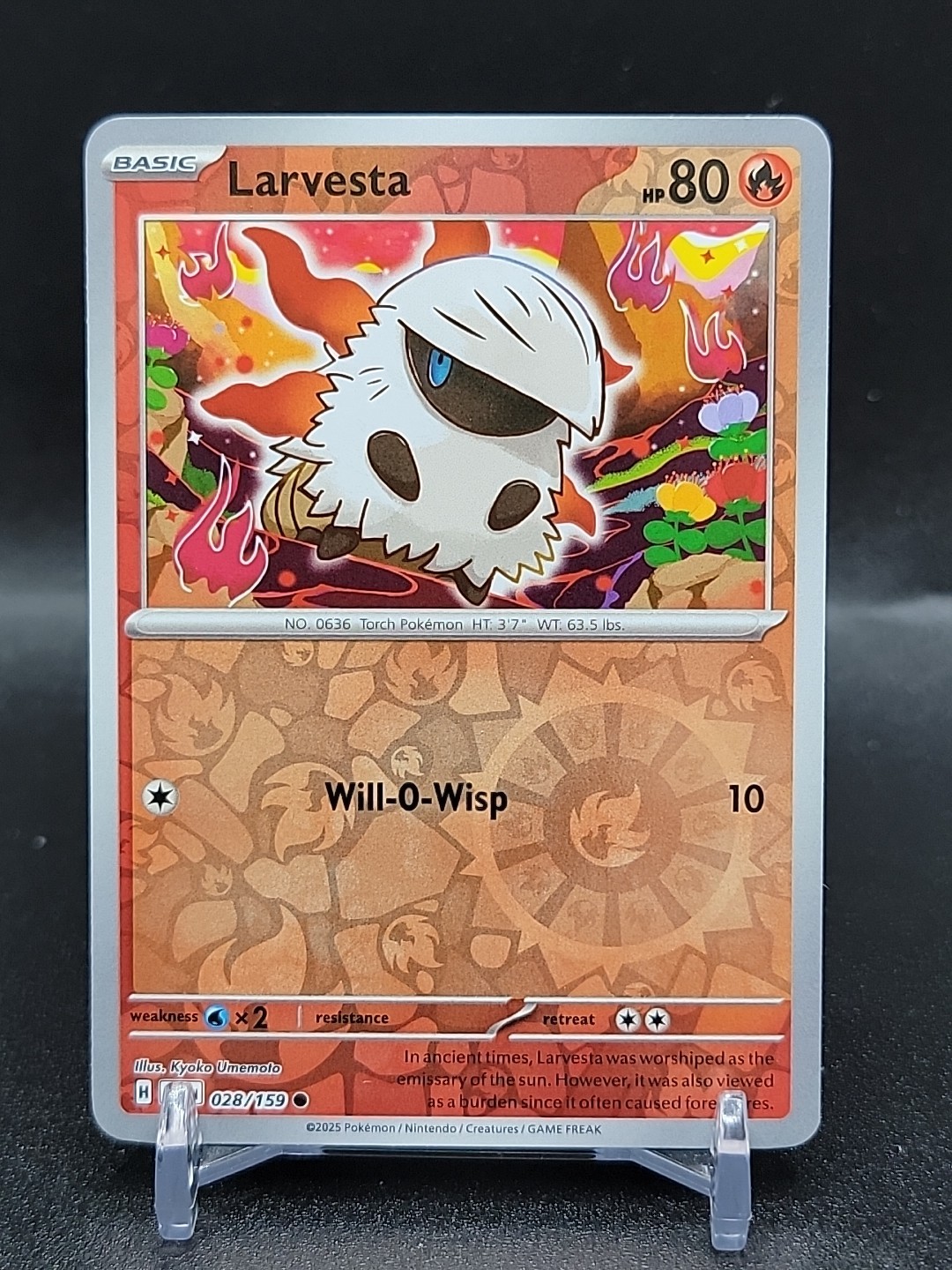 Pokemon LARVESTA 028/159 Journey Together  Rev Holo - MINT