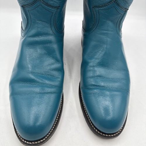 Stivali vintage Justin cowgirl da donna taglia 7 B blu western L3783 stivali made in USA - Foto 6 di 17