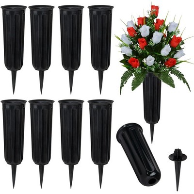 10 Pcs Black Cemetery Vases Memorial Flower Holder with Spikes for Grave