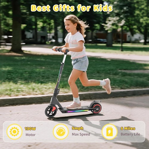 Elektroroller Kinder 3-12 Jahre Elektroscooter 130W Klappbar LED-Anzeige Schwarz - Bild 2 von 11