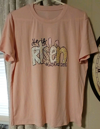 Women's NWT Easter "He Is Risen" Pink Shirt Size XL - Picture 1 of 7
